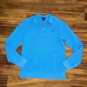 Polo Ralph Lauren 1/4 Zip Blue Long Sleeve Thermal Shirt